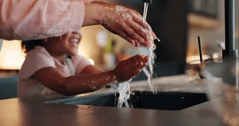  Blurred view of a kitchen sink area 